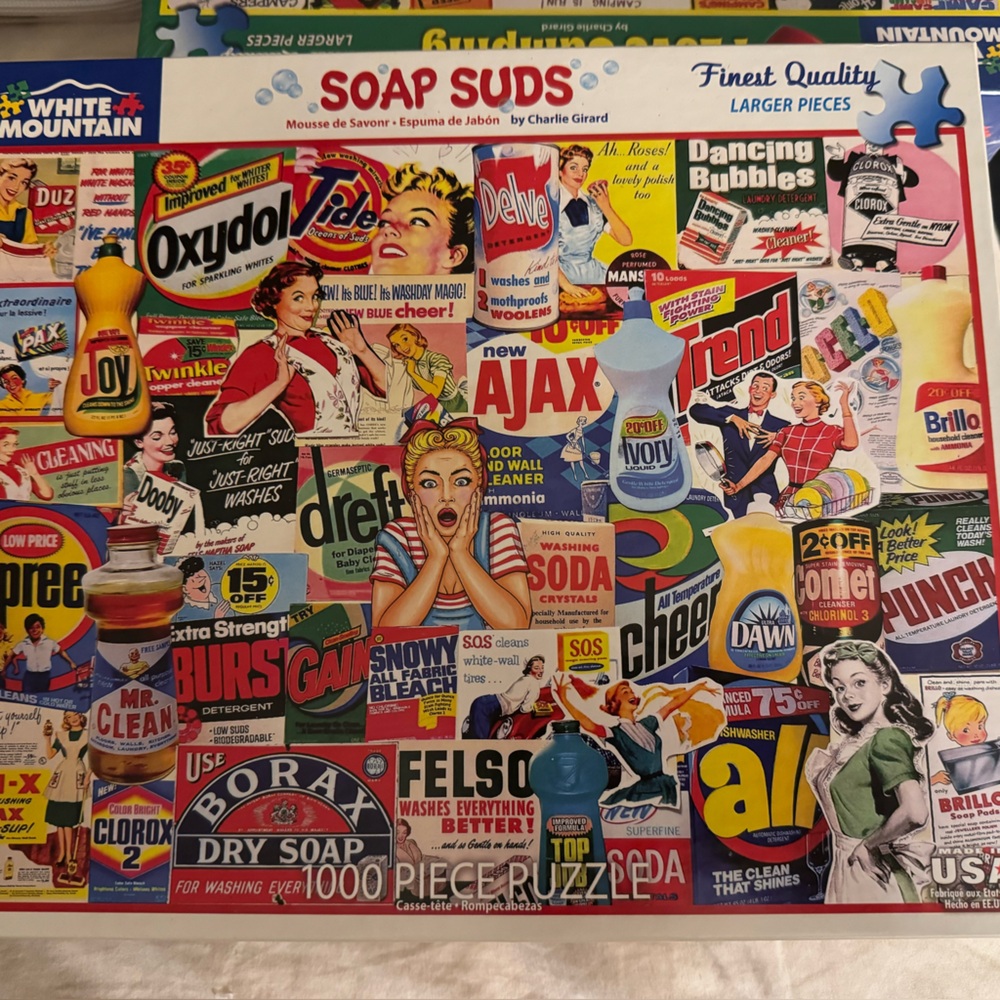 White Mountain puzzle soap suds Charlie Girard 2021 item# 1657 1000 pc jigsaw LN